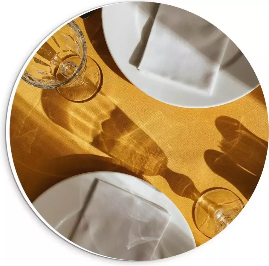 KuijsFotoprint Forex Wandcirkel Chique Gedekte Tafel 20x20cm Foto op Wandcirkel (met ophangsysteem)