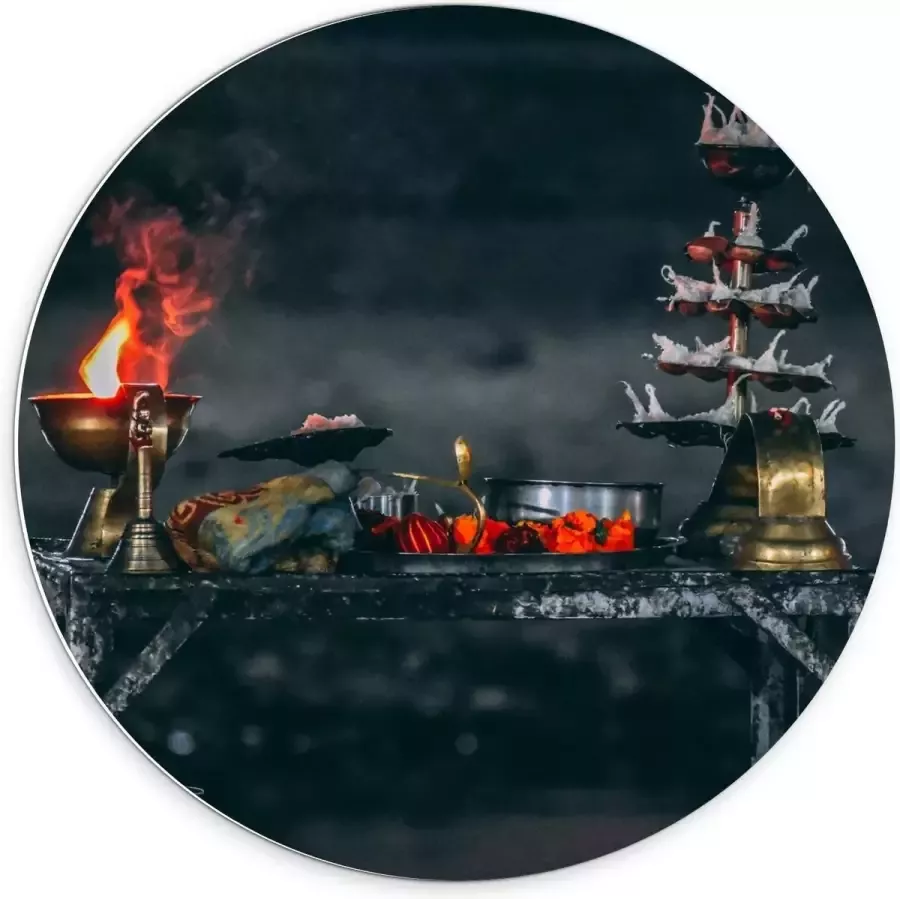 KuijsFotoprint Forex Wandcirkel Gedekte Tafel 70x70cm Foto op Wandcirkel (met ophangsysteem)