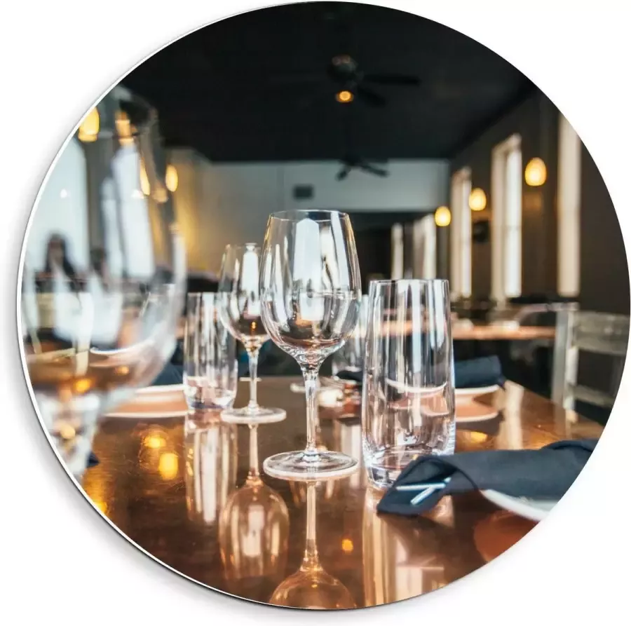 KuijsFotoprint Forex Wandcirkel Gedekte Tafel in Restaurant 40x40cm Foto op Wandcirkel (met ophangsysteem)