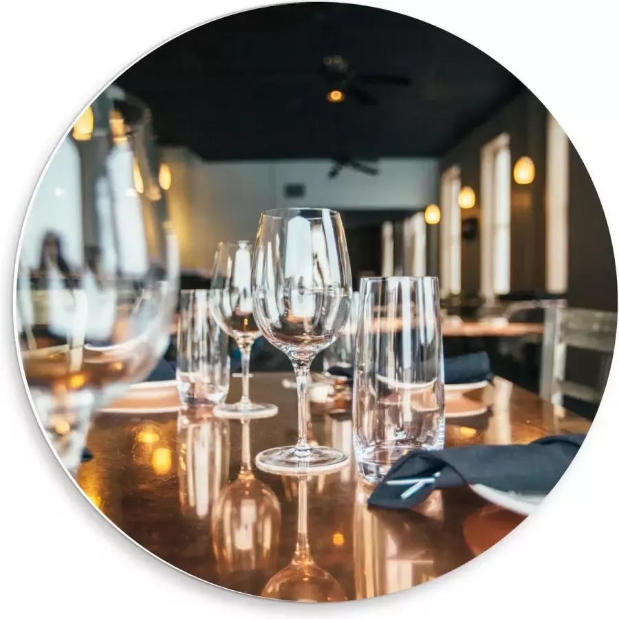 KuijsFotoprint Forex Wandcirkel Gedekte Tafel in Restaurant 50x50cm Foto op Wandcirkel (met ophangsysteem)
