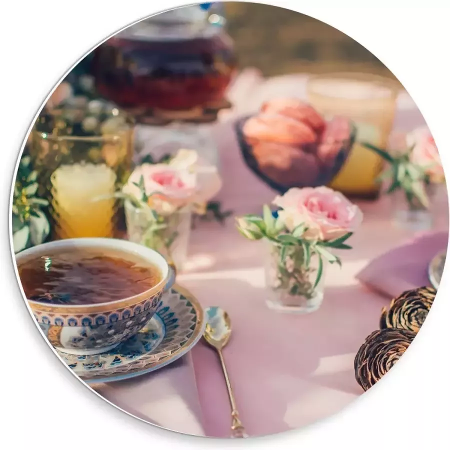 KuijsFotoprint Forex Wandcirkel Gedekte Tafel met Thee 30x30cm Foto op Wandcirkel (met ophangsysteem)