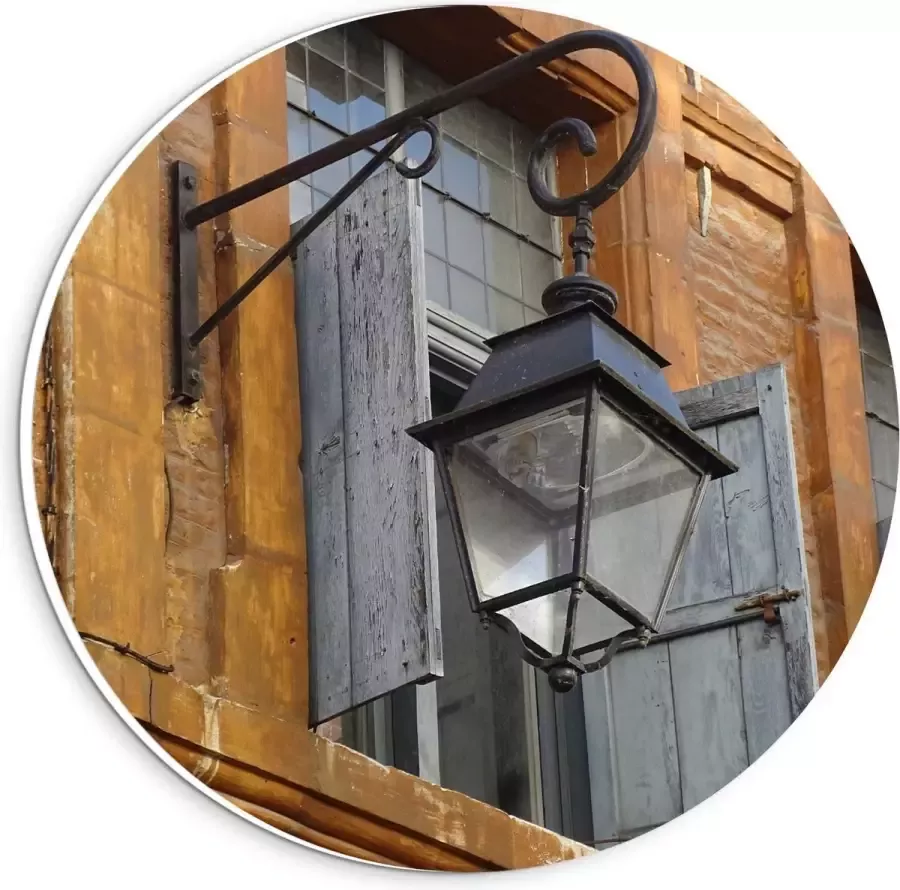 KuijsFotoprint Forex Wandcirkel Lamp aan de Buitenkant van Huis 20x20cm Foto op Wandcirkel (met ophangsysteem)