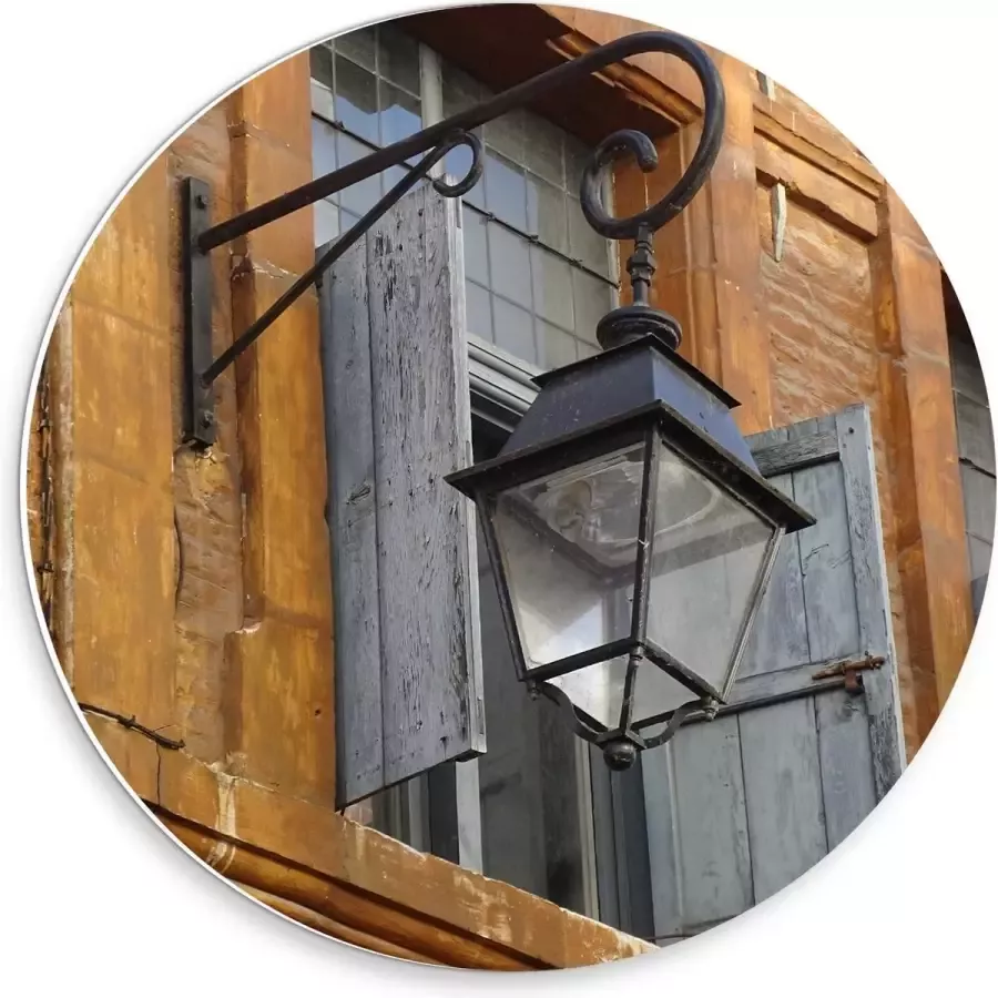 KuijsFotoprint Forex Wandcirkel Lamp aan de Buitenkant van Huis 30x30cm Foto op Wandcirkel (met ophangsysteem)