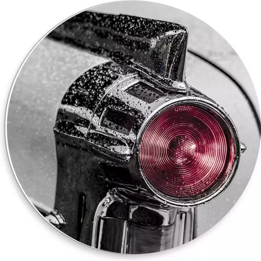 KuijsFotoprint Forex Wandcirkel Lamp van Auto met Regen 30x30cm Foto op Wandcirkel (met ophangsysteem)