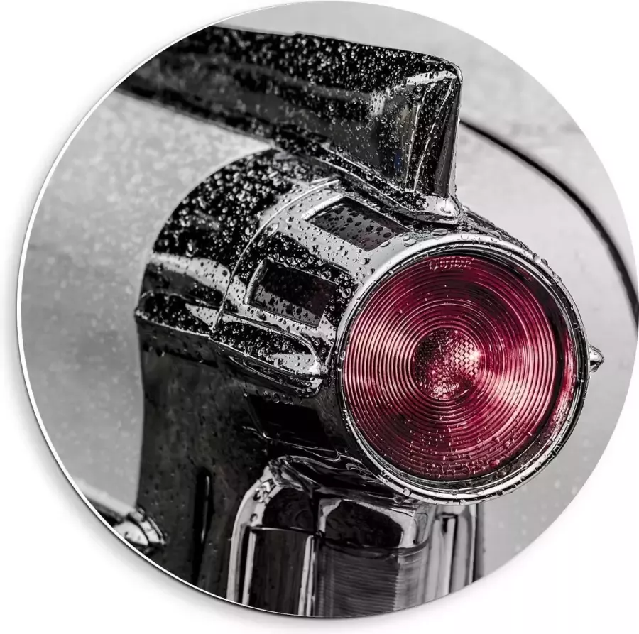 KuijsFotoprint Forex Wandcirkel Lamp van Auto met Regen 40x40cm Foto op Wandcirkel (met ophangsysteem)