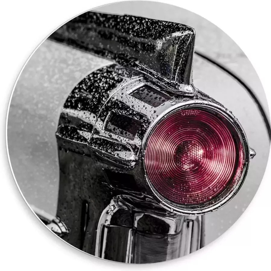 KuijsFotoprint Forex Wandcirkel Lamp van Auto met Regen 50x50cm Foto op Wandcirkel (met ophangsysteem)