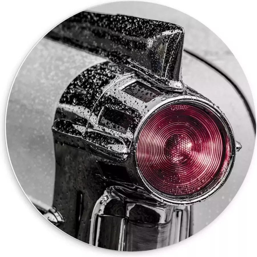 KuijsFotoprint Forex Wandcirkel Lamp van Auto met Regen 60x60cm Foto op Wandcirkel (met ophangsysteem)