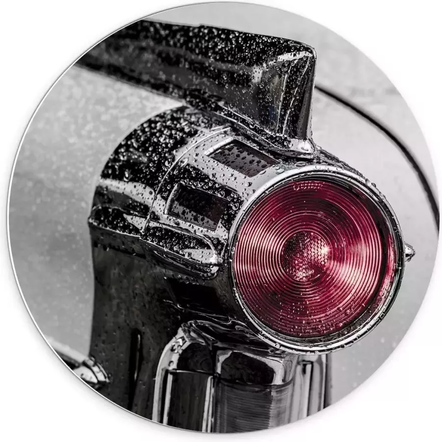 KuijsFotoprint Forex Wandcirkel Lamp van Auto met Regen 70x70cm Foto op Wandcirkel (met ophangsysteem)