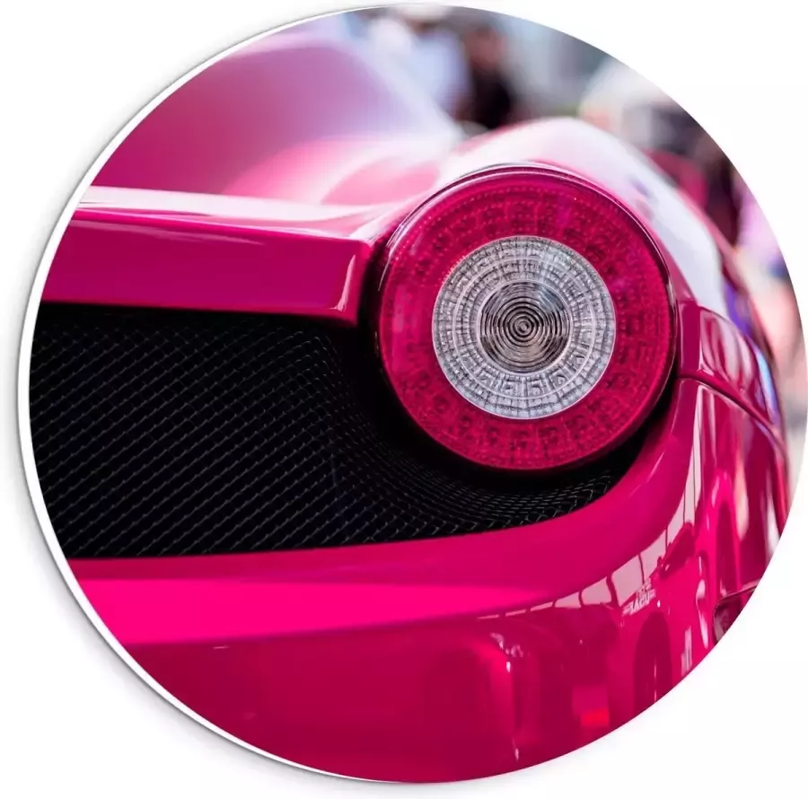 KuijsFotoprint Forex Wandcirkel Lamp van Felroze Auto 20x20cm Foto op Wandcirkel (met ophangsysteem)