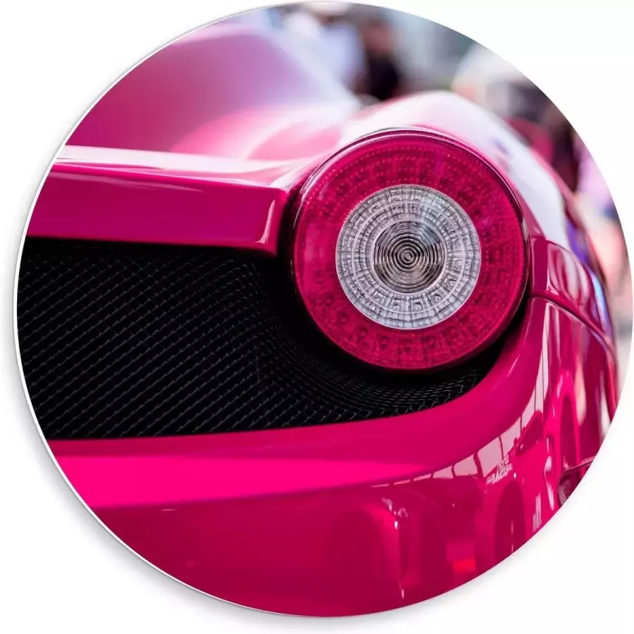 KuijsFotoprint Forex Wandcirkel Lamp van Felroze Auto 50x50cm Foto op Wandcirkel (met ophangsysteem)