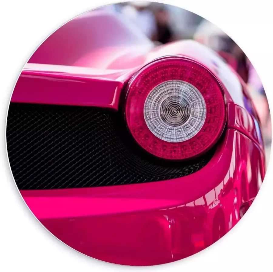 KuijsFotoprint Forex Wandcirkel Lamp van Felroze Auto 60x60cm Foto op Wandcirkel (met ophangsysteem)