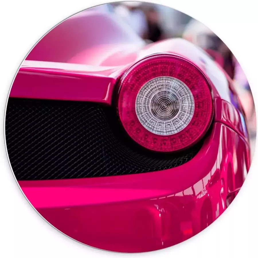 KuijsFotoprint Forex Wandcirkel Lamp van Felroze Auto 70x70cm Foto op Wandcirkel (met ophangsysteem)