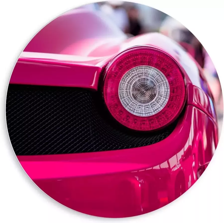 KuijsFotoprint Forex Wandcirkel Lamp van Felroze Auto 80x80cm Foto op Wandcirkel (met ophangsysteem)