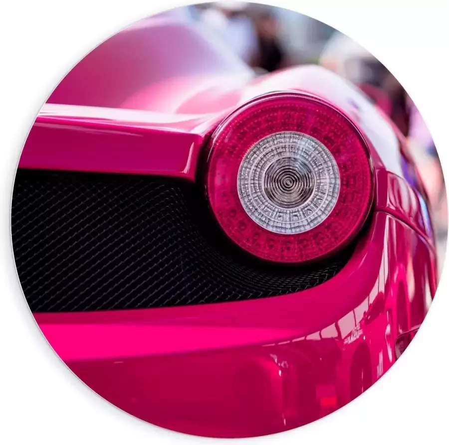 KuijsFotoprint Forex Wandcirkel Lamp van Felroze Auto 90x90cm Foto op Wandcirkel (met ophangsysteem)