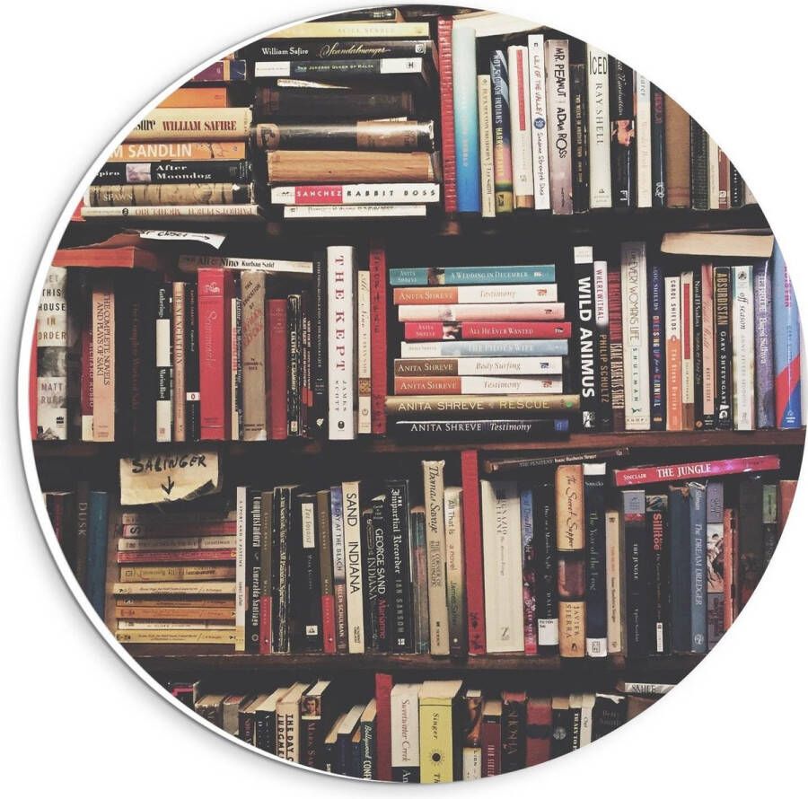 KuijsFotoprint Forex Wandcirkel Oude Boekenkast 20x20cm Foto op Wandcirkel (met ophangsysteem)