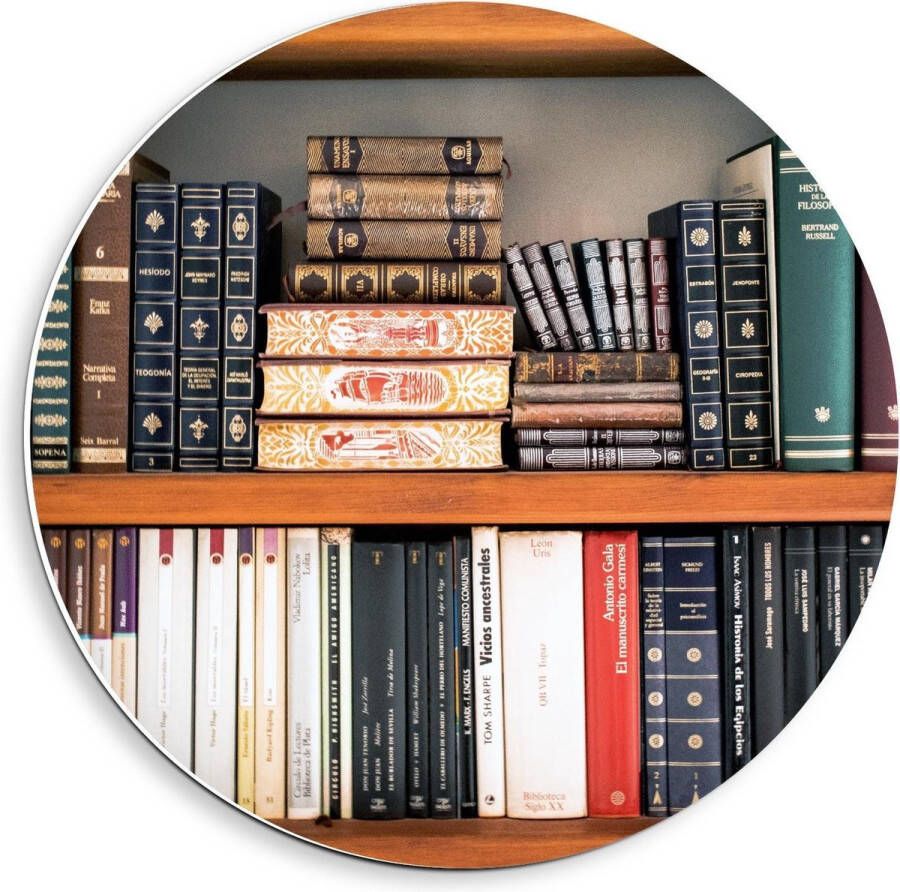 KuijsFotoprint Forex Wandcirkel Oude Boekenkast 40x40cm Foto op Wandcirkel (met ophangsysteem) - Foto 2