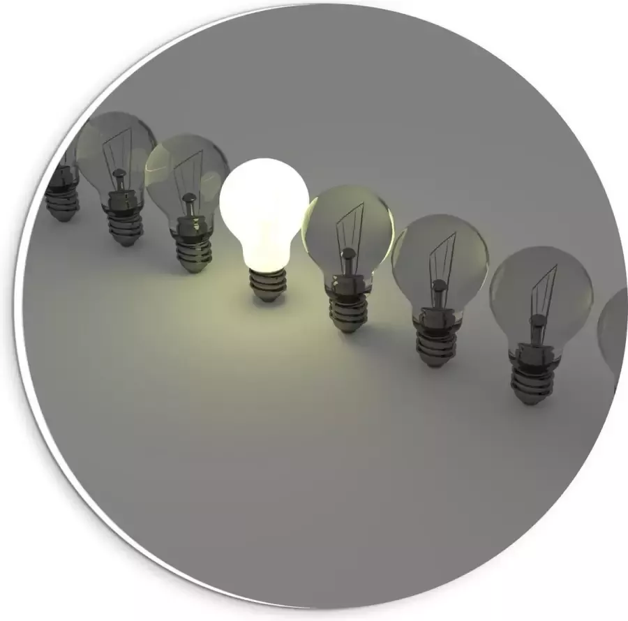 KuijsFotoprint Forex Wandcirkel Rij Lampen 1 brandend 20x20cm Foto op Wandcirkel (met ophangsysteem)