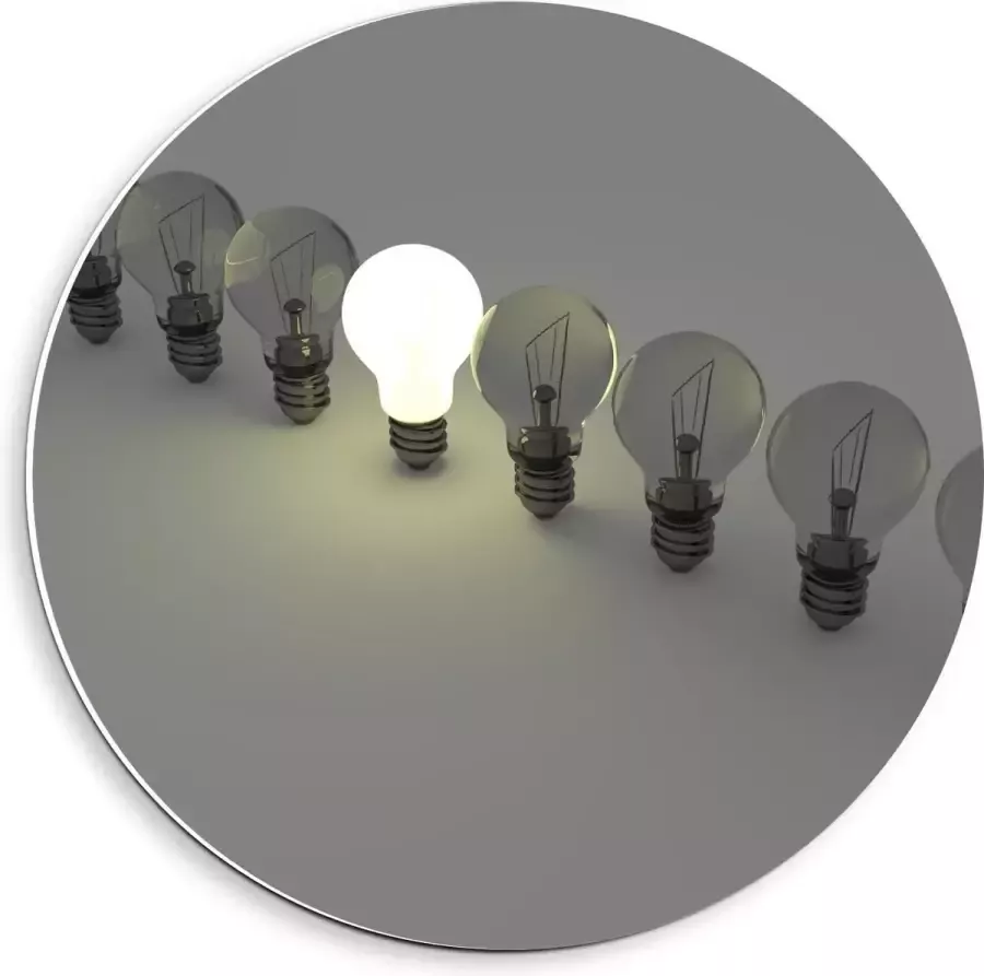 KuijsFotoprint Forex Wandcirkel Rij Lampen 1 brandend 40x40cm Foto op Wandcirkel (met ophangsysteem)