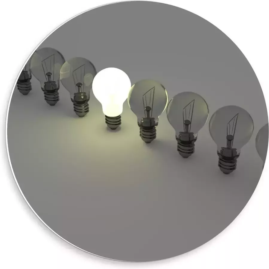 KuijsFotoprint Forex Wandcirkel Rij Lampen 1 brandend 50x50cm Foto op Wandcirkel (met ophangsysteem)