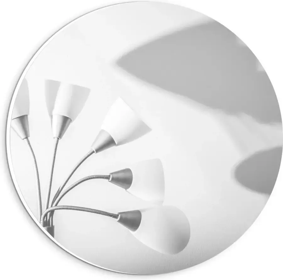 KuijsFotoprint Forex Wandcirkel Witte Lamp met Schaduw 20x20cm Foto op Wandcirkel (met ophangsysteem)