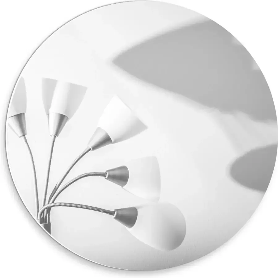 KuijsFotoprint Forex Wandcirkel Witte Lamp met Schaduw 30x30cm Foto op Wandcirkel (met ophangsysteem)