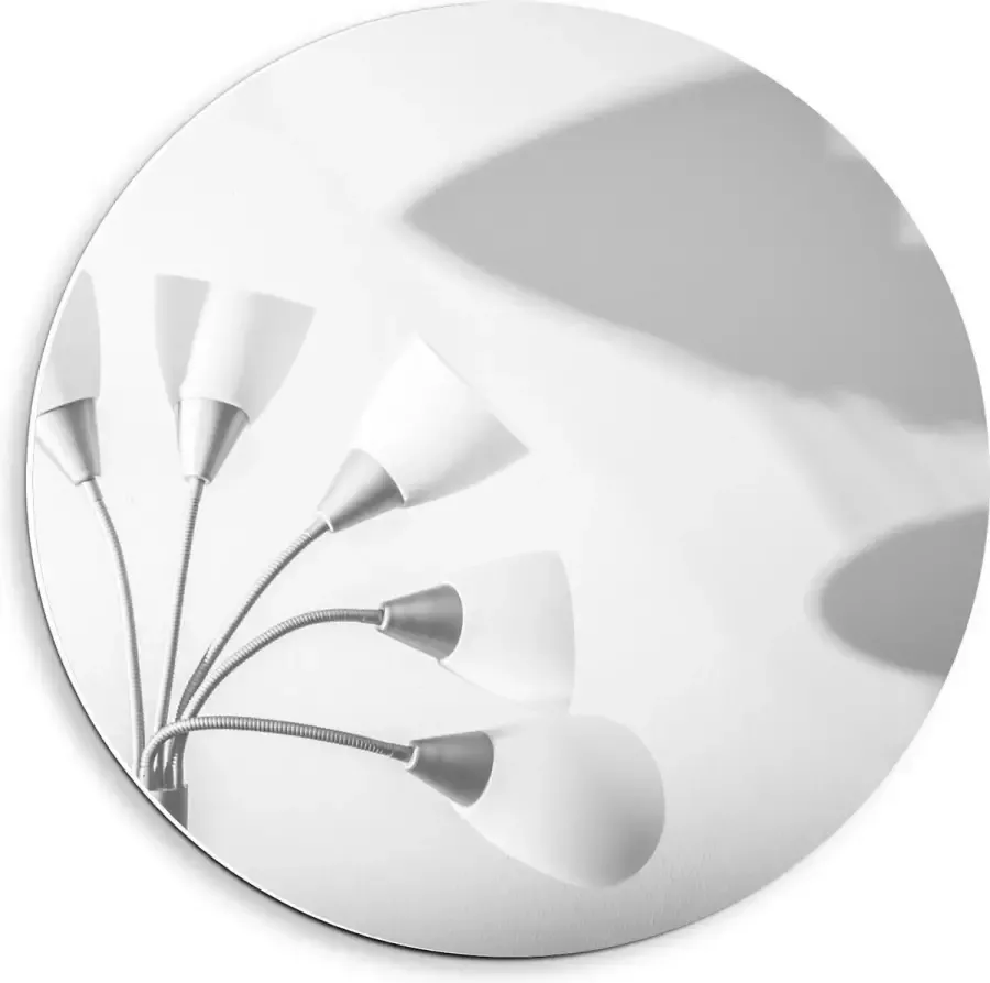 KuijsFotoprint Forex Wandcirkel Witte Lamp met Schaduw 40x40cm Foto op Wandcirkel (met ophangsysteem)