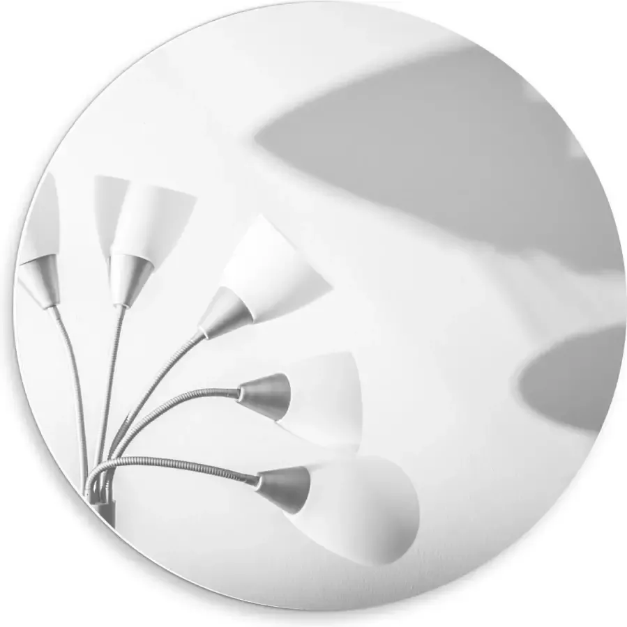 KuijsFotoprint Forex Wandcirkel Witte Lamp met Schaduw 50x50cm Foto op Wandcirkel (met ophangsysteem)
