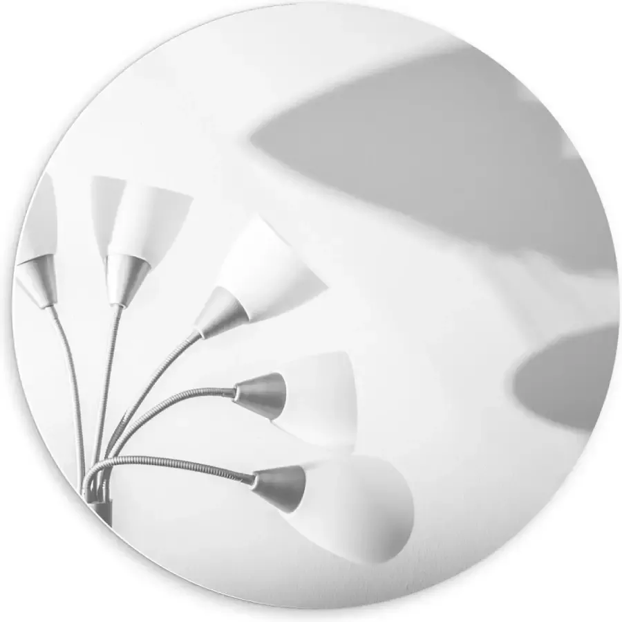 KuijsFotoprint Forex Wandcirkel Witte Lamp met Schaduw 60x60cm Foto op Wandcirkel (met ophangsysteem)