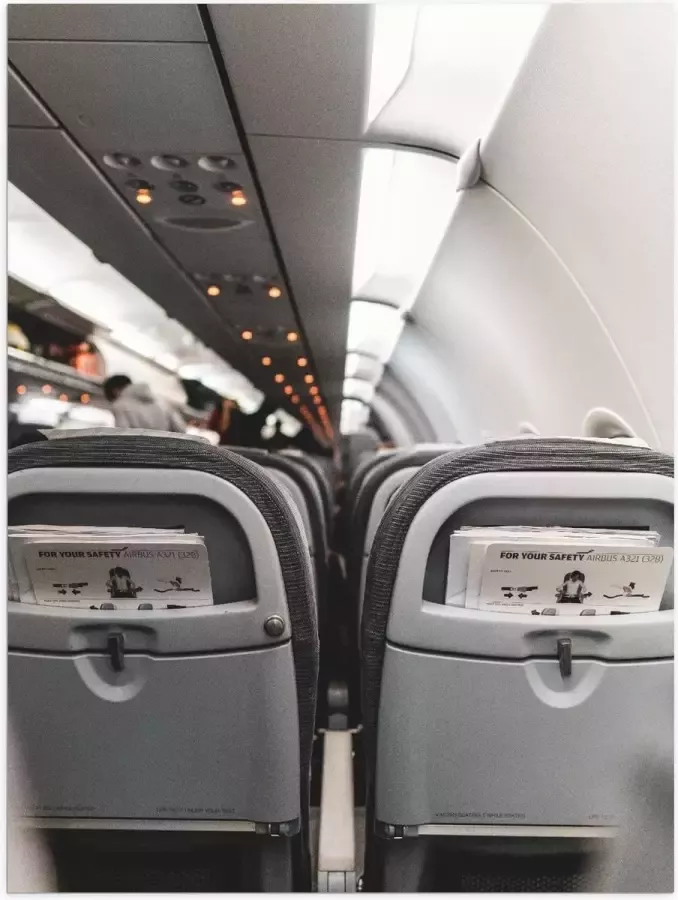KuijsFotoprint Poster – Foto van Vliegtuig Stoelen 30x40cm Foto op Posterpapier