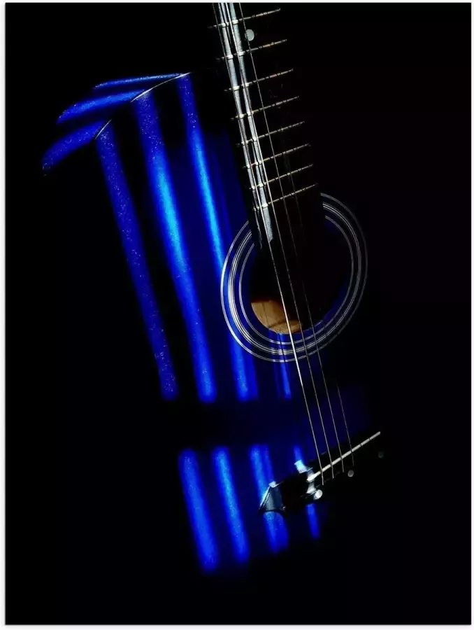 KuijsFotoprint Poster – Gitaar met Blauwe Lampen 30x40cm Foto op Posterpapier