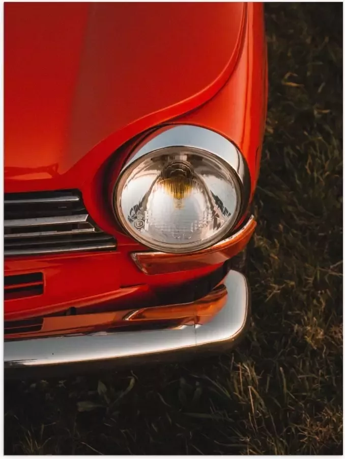 KuijsFotoprint Poster – Lampen van Rode Oldtimer 30x40cm Foto op Posterpapier