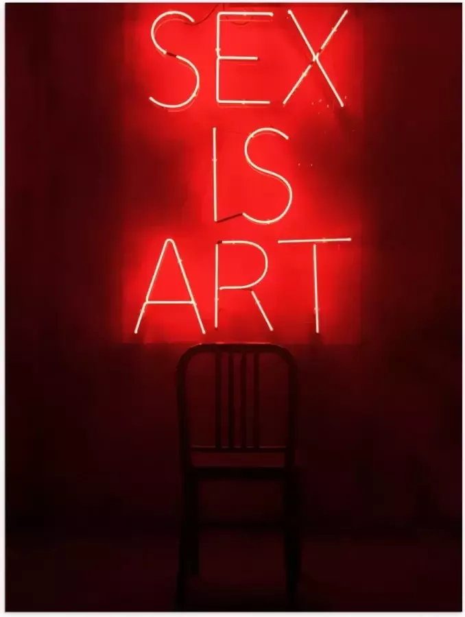 KuijsFotoprint Poster – ''Sex is Art'' Rode Letters met Stoel 30x40cm Foto op Posterpapier