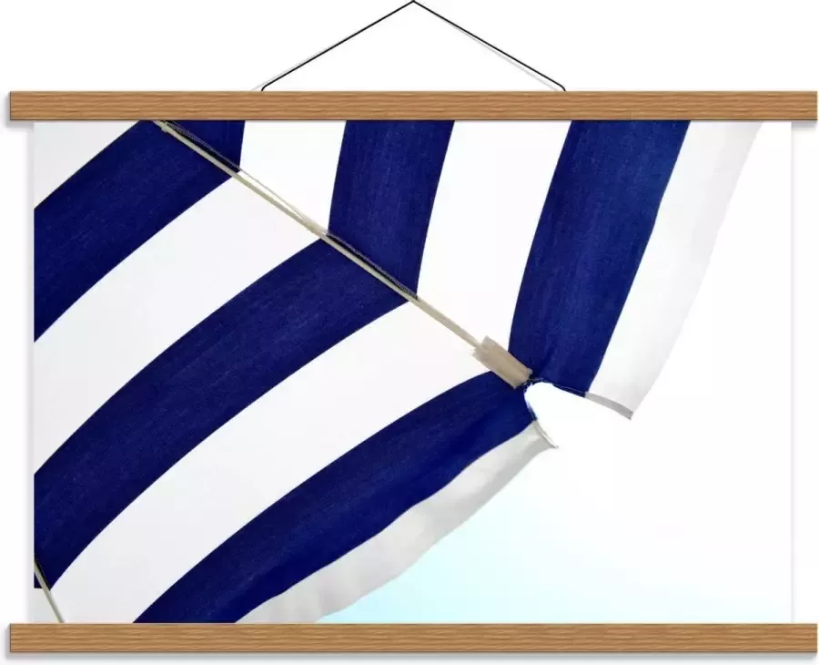 KuijsFotoprint Schoolplaat – Blauw Witte Parasol 60x40cm Foto op Textielposter (Wanddecoratie op Schoolplaat)