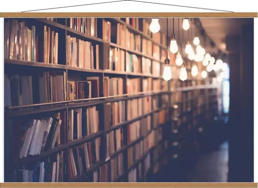 KuijsFotoprint Schoolplaat – Boeken in Bibliotheek 120x80cm Foto op Textielposter (Wanddecoratie op Schoolplaat)