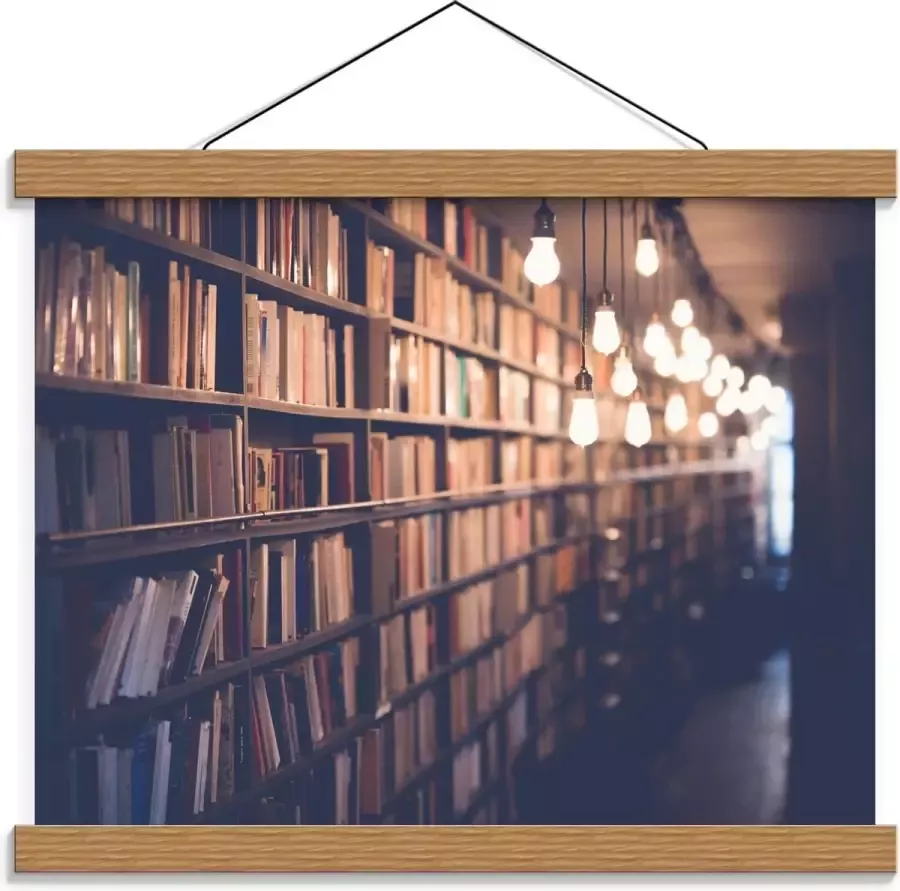 KuijsFotoprint Schoolplaat – Boeken in Bibliotheek 40x30cm Foto op Textielposter (Wanddecoratie op Schoolplaat)