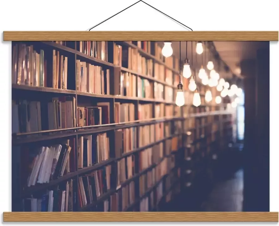 KuijsFotoprint Schoolplaat – Boeken in Bibliotheek 60x40cm Foto op Textielposter (Wanddecoratie op Schoolplaat)