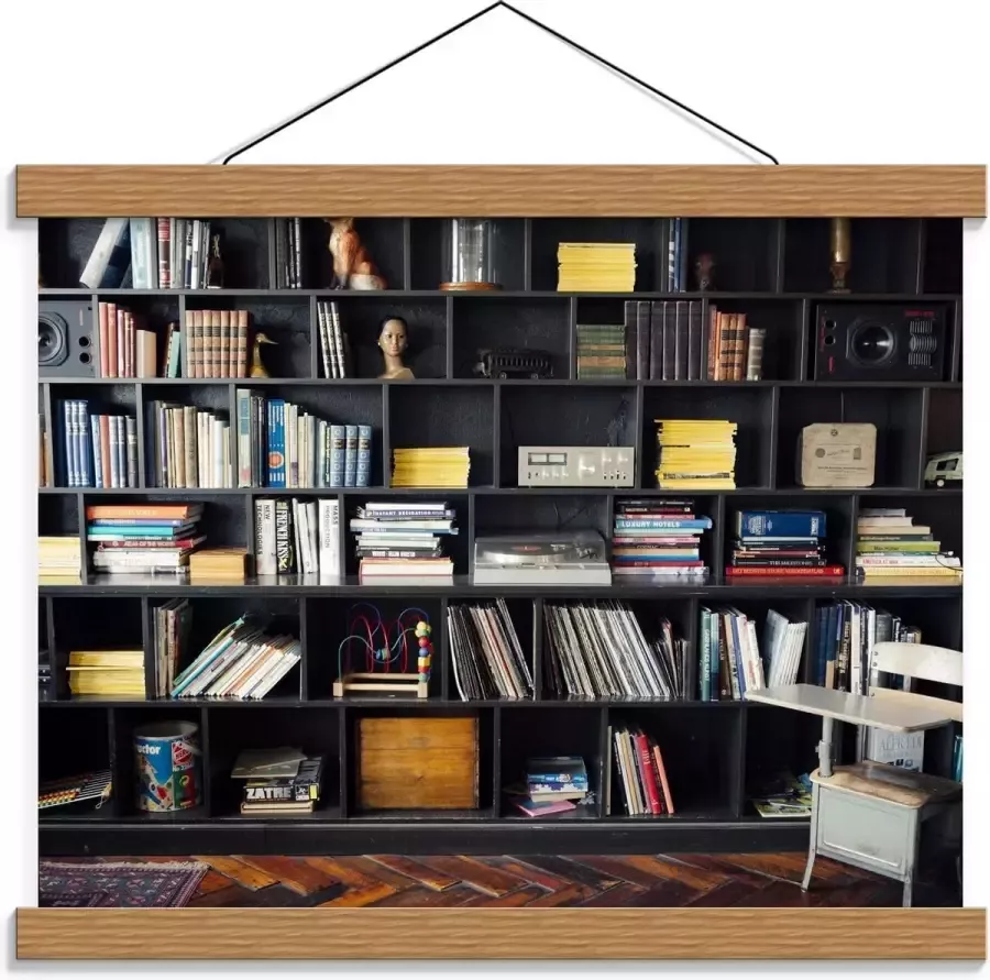 KuijsFotoprint Schoolplaat – Boekenkast 40x30cm Foto op Textielposter (Wanddecoratie op Schoolplaat)