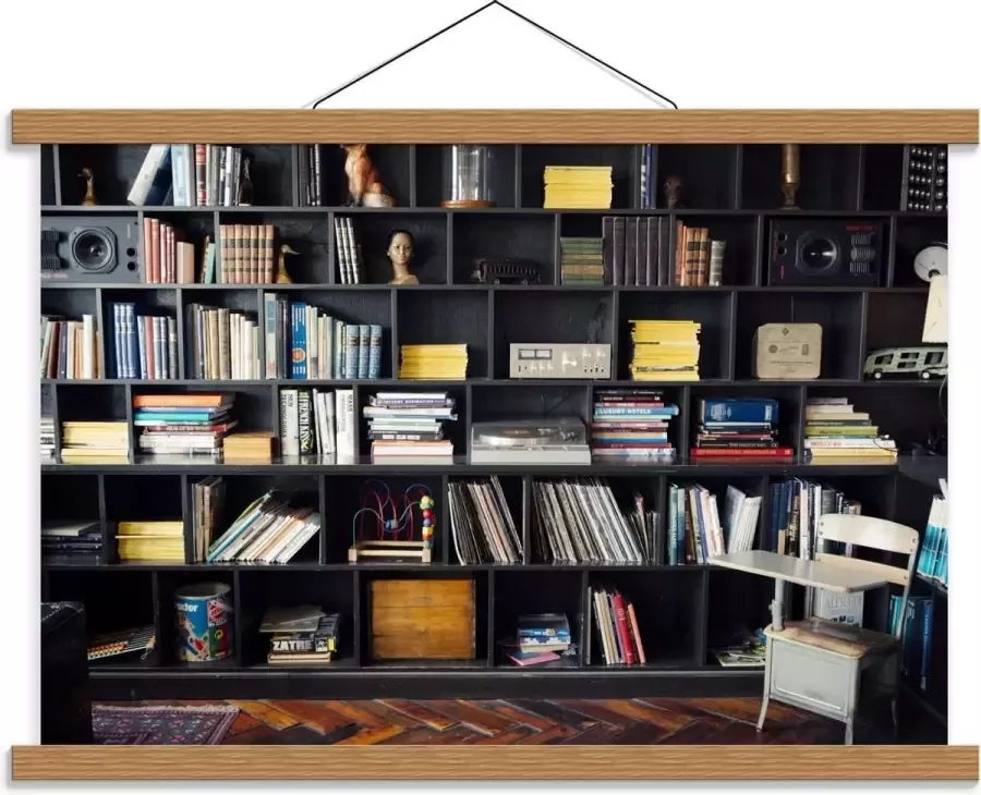 KuijsFotoprint Schoolplaat – Boekenkast 60x40cm Foto op Textielposter (Wanddecoratie op Schoolplaat)