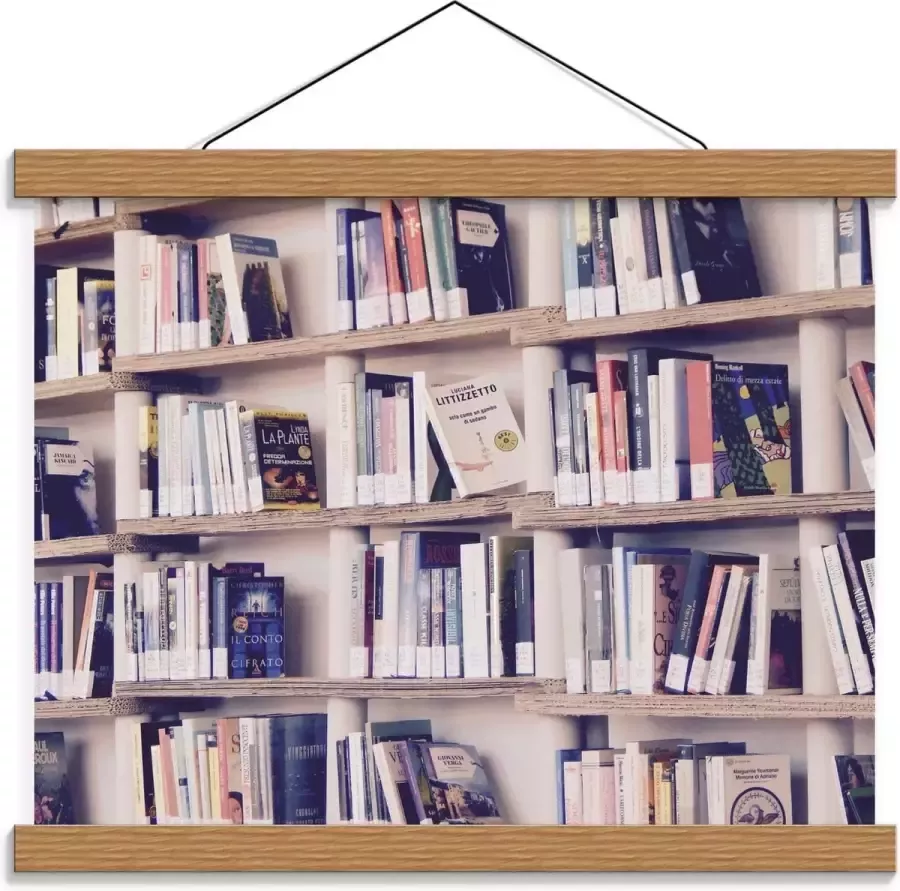 KuijsFotoprint Schoolplaat – Boekenkast met Boeken 40x30cm Foto op Textielposter (Wanddecoratie op Schoolplaat)