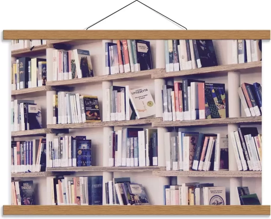KuijsFotoprint Schoolplaat – Boekenkast met Boeken 60x40cm Foto op Textielposter (Wanddecoratie op Schoolplaat)