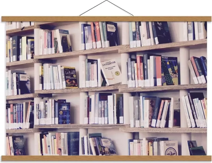 KuijsFotoprint Schoolplaat – Boekenkast met Boeken 90x60cm Foto op Textielposter (Wanddecoratie op Schoolplaat)