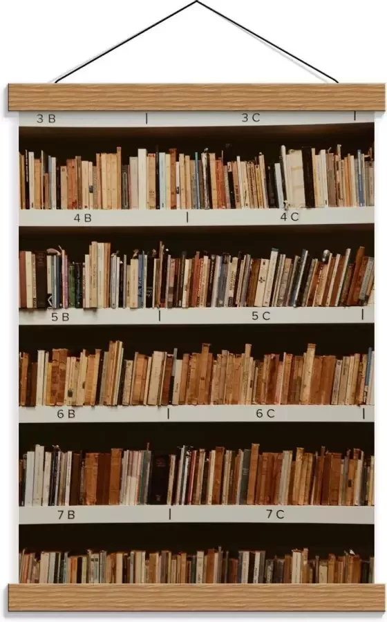 KuijsFotoprint Schoolplaat – Boekenkast met Vele Boeken 30x40cm Foto op Textielposter (Wanddecoratie op Schoolplaat)