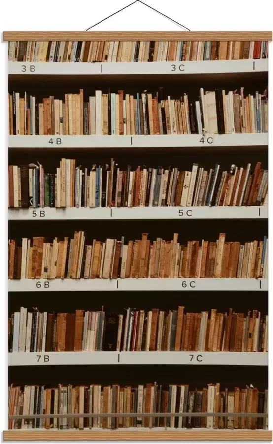 KuijsFotoprint Schoolplaat – Boekenkast met Vele Boeken 60x90cm Foto op Textielposter (Wanddecoratie op Schoolplaat)