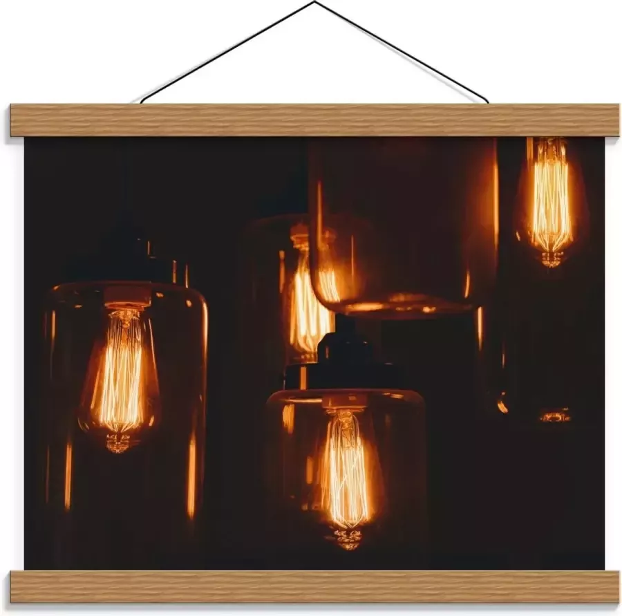 KuijsFotoprint Schoolplaat – Hangende Lampen in Glazen Potten 40x30cm Foto op Textielposter (Wanddecoratie op Schoolplaat)