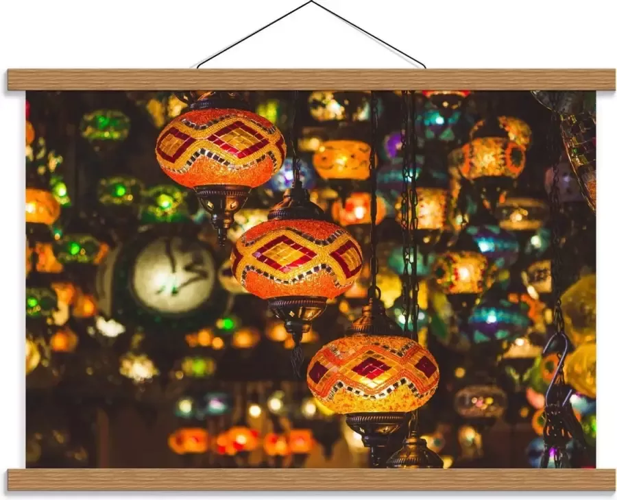 KuijsFotoprint Schoolplaat – Kleurrijke Oosterse Lampen 60x40cm Foto op Textielposter (Wanddecoratie op Schoolplaat)
