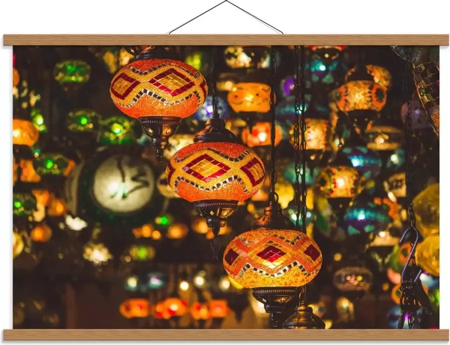 KuijsFotoprint Schoolplaat – Kleurrijke Oosterse Lampen 90x60cm Foto op Textielposter (Wanddecoratie op Schoolplaat)