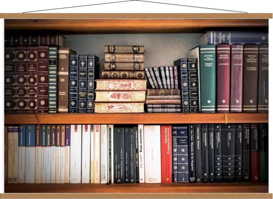 KuijsFotoprint Schoolplaat – Oude Boekenkast 120x80cm Foto op Textielposter (Wanddecoratie op Schoolplaat)