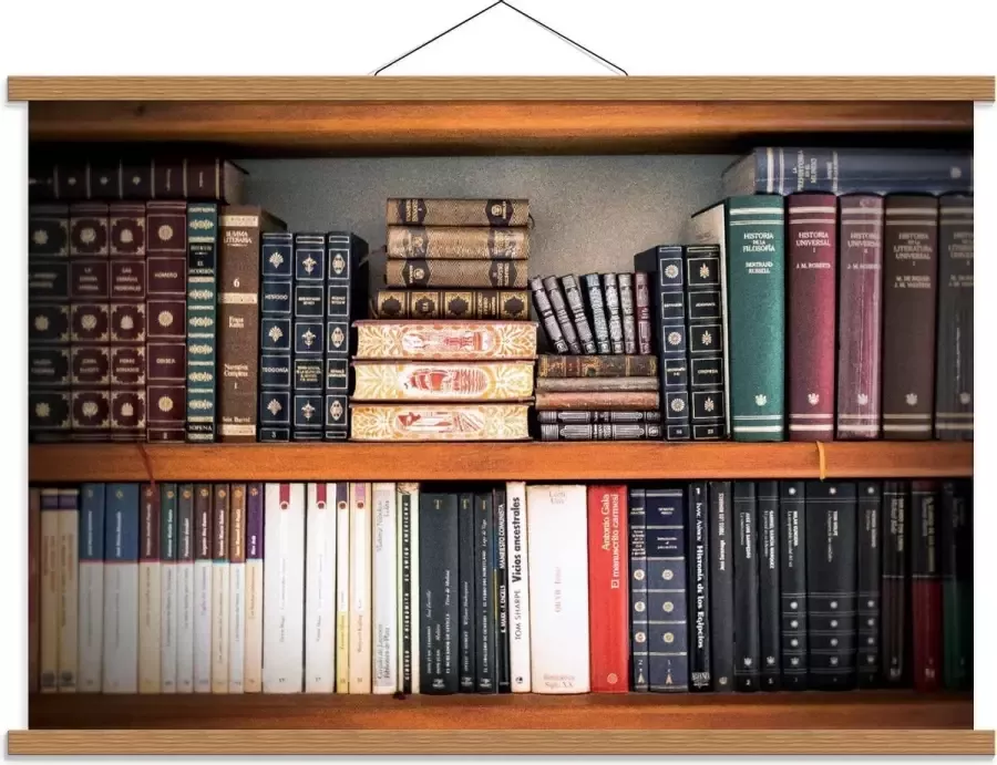 KuijsFotoprint Schoolplaat – Oude Boekenkast 90x60cm Foto op Textielposter (Wanddecoratie op Schoolplaat)