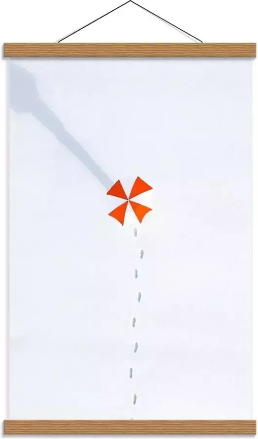 KuijsFotoprint Schoolplaat – Parasol met Voetstappen 40x60cm Foto op Textielposter (Wanddecoratie op Schoolplaat)
