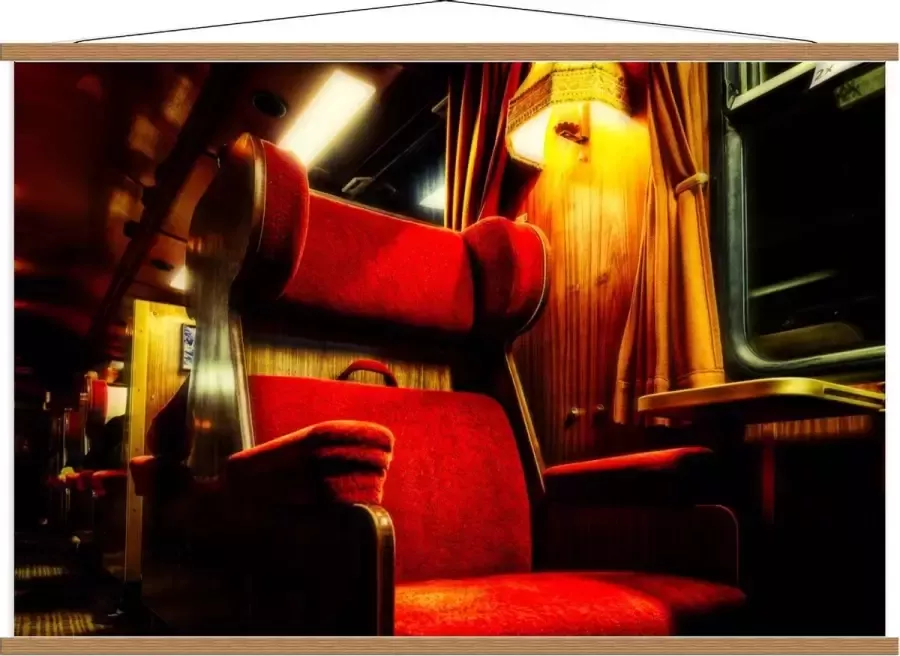 KuijsFotoprint Schoolplaat – Rode Luxe Trein Stoelen 120x80cm Foto op Textielposter (Wanddecoratie op Schoolplaat)